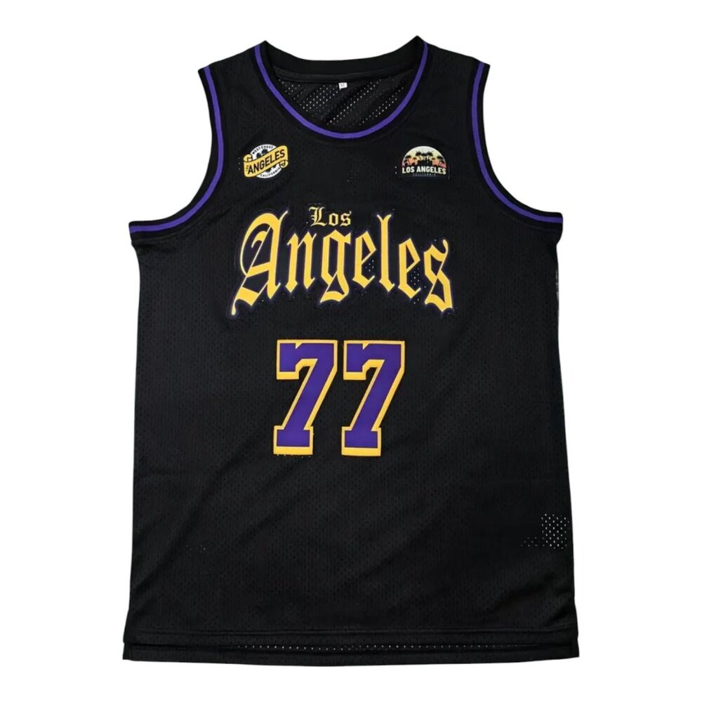Los Angeles Lakers Luka Doncic Stitched Basketball Jersey Black Men's